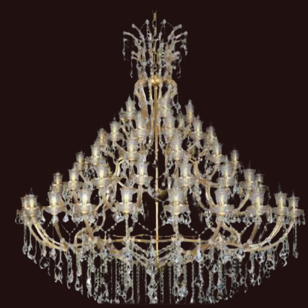 JSPHILO-6-325-24+18+12+12+6xE14 - Gold & Clear Double Height Chandelier