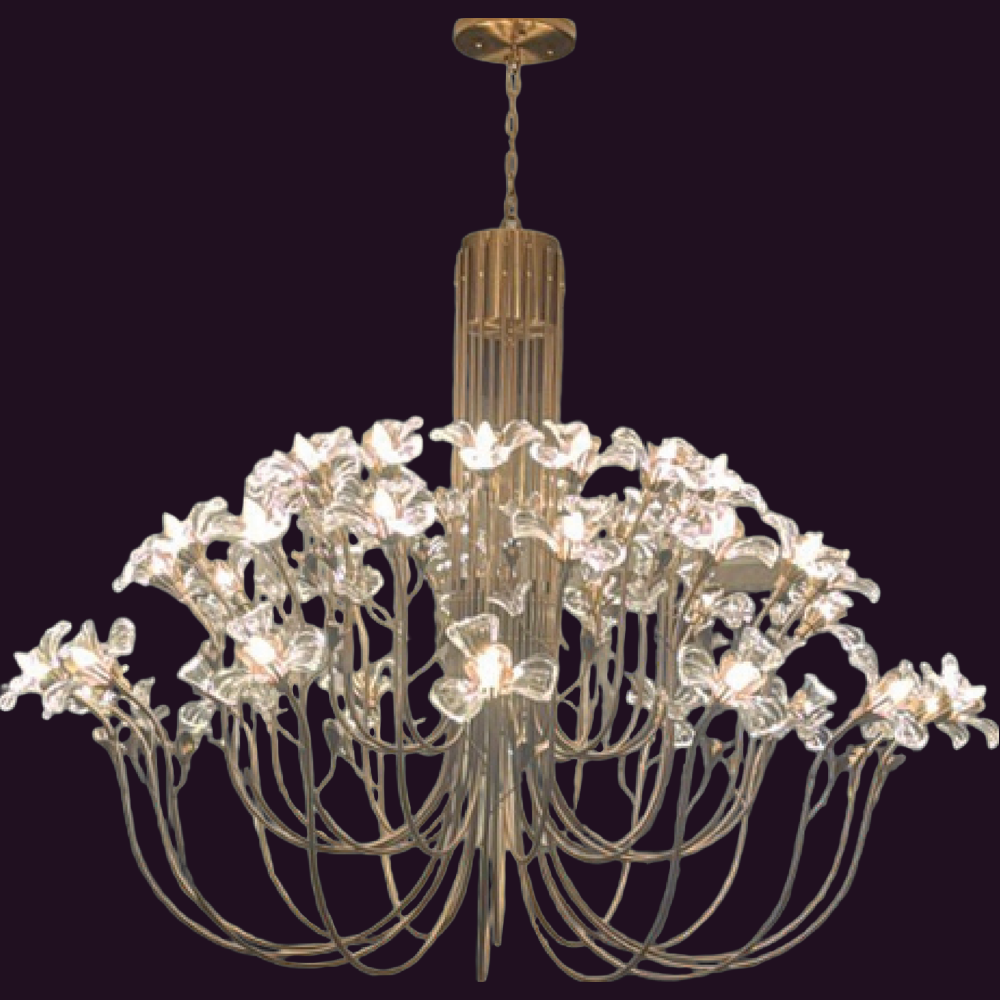 JSPHILO-6-410-42xE14 - Matt Rose Gold & Clear Modern Chandelier