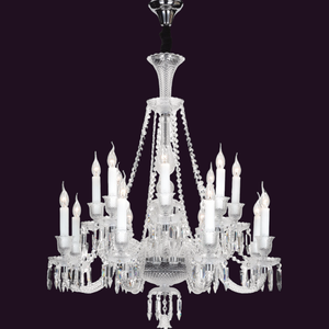 JSPHILO-6-425-8+8xE14 - Chrome & Clear Candle Arm Chandelier