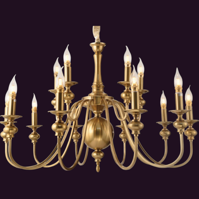 JSPHILO-6-428-8+4xE14 - Gold Candle Arm Chandelier