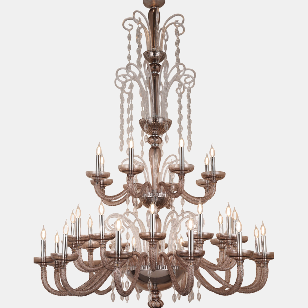 JSPHILO-6-440-12+12+8xE14 - Chrome & Coffee Double Height Chandelier