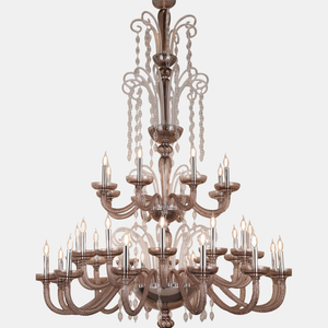 JSPHILO-6-440-12+12+8xE14 - Chrome & Coffee Double Height Chandelier