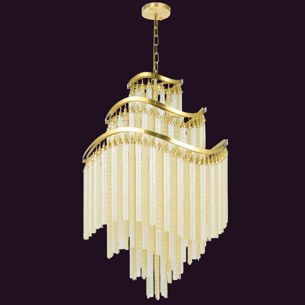 JSPHILO-6-456-21xE14 - Gold & Clear Double Height Chandelier