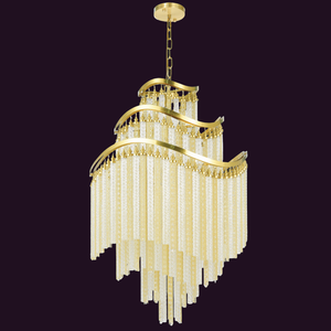JSPHILO-6-456-21xE14 - Gold & Clear Double Height Chandelier