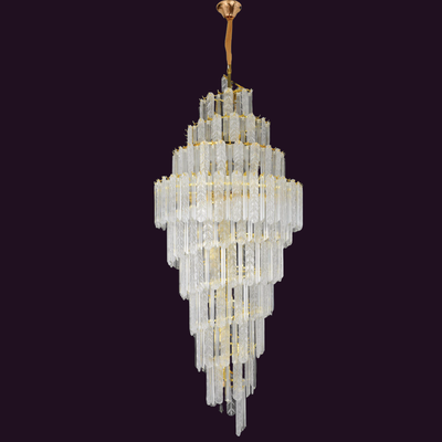 JSPHILO-6-466-38xE14 - Gold & Krinkle Clear Double Height Chandelier