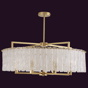 JSPHILO-6-479-8xE14 - Brass & Krinkle Clear Modern Chandelier