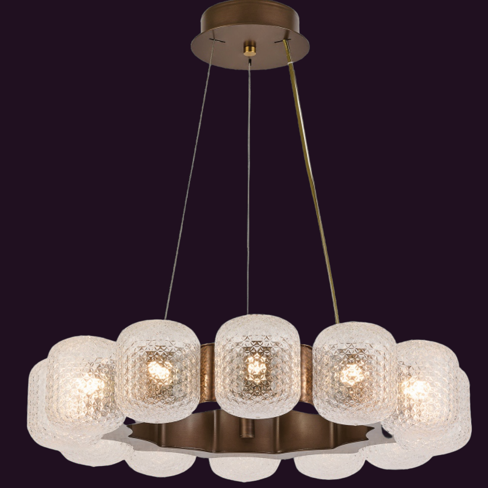 JSPHILO-6-497-12xG9 - Brass Gold & Clear Modern Chandelier