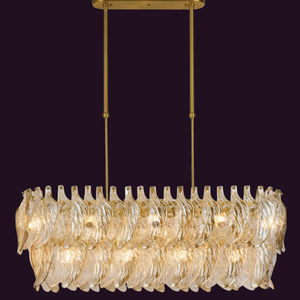 JSPHILO-6-499-12xE14 - Brass Gold & Cognac-Clear Rectangular Chandelier