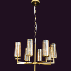 JSPHILO-6-501-8xE14 - Brass Gold & Amber Modern Chandelier