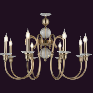 JSPHILO-6-502-8xE14 - Brass Gold & Clear Brass Chandelier