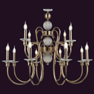 JSPHILO-6-503-8+4xE14 - Brass Gold & Clear Brass Chandelier