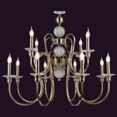 JSPHILO-6-503-8+4xE14 - Brass Gold & Clear Brass Chandelier