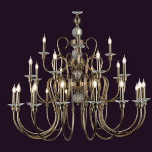JSPHILO-6-504-12+8+4xE14 - Brass Gold & Clear Brass Chandelier