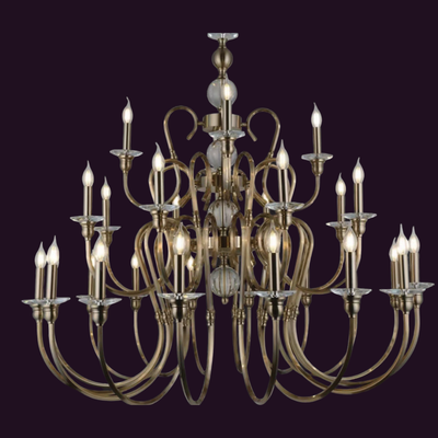 JSPHILO-6-504-12+8+4xE14 - Brass Gold & Clear Brass Chandelier