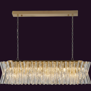 JSPHILO-6-508-11xE14 - Gold & Clear Rectangular Chandelier