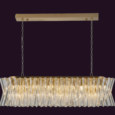 JSPHILO-6-508-11xE14 - Gold & Clear Rectangular Chandelier