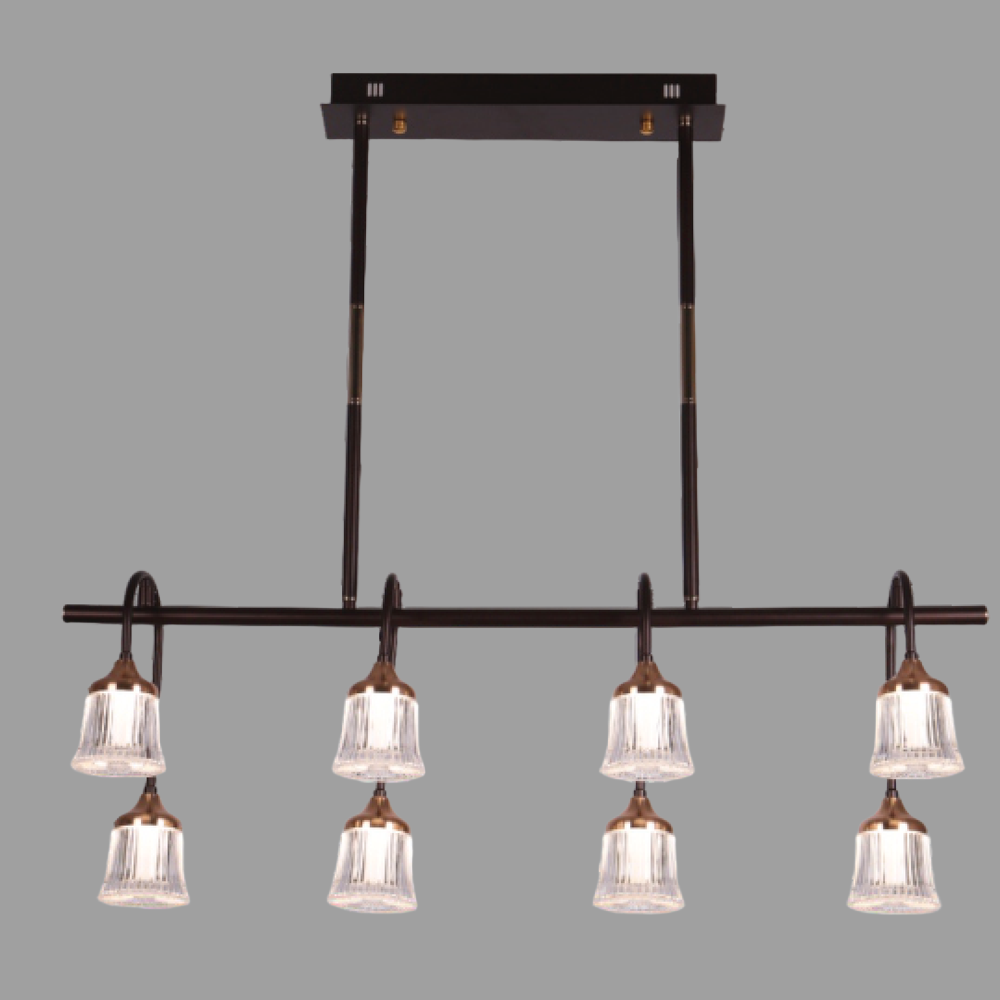 JSPHILO-7-079-LED - Brown & Gold Rectangular Chandelier