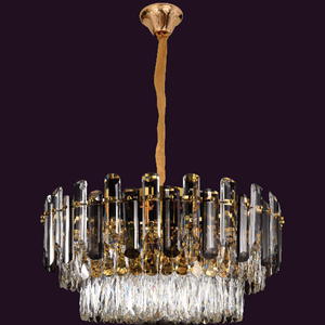 JSPHILO-7-092-10xE14 - Gold & Smoke Clear Crystal Chandelier