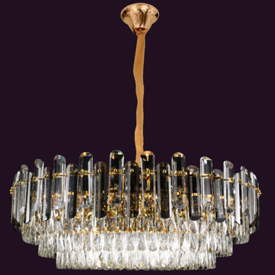 JSPHILO-7-093-12xE14 - Gold & Smoke Clear Crystal Chandelier
