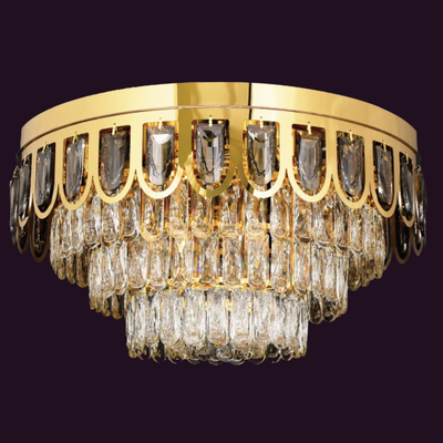 JSPHILO-7-100-14xE14 - Gold & SM & Clear Ceiling Fixed Chandelier