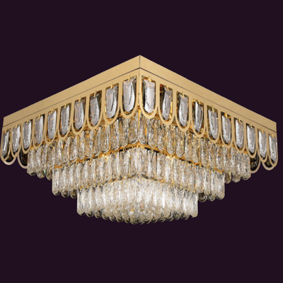 JSPHILO-7-102-12xE14 - Gold & SM & Clear Ceiling Fixed Chandelier