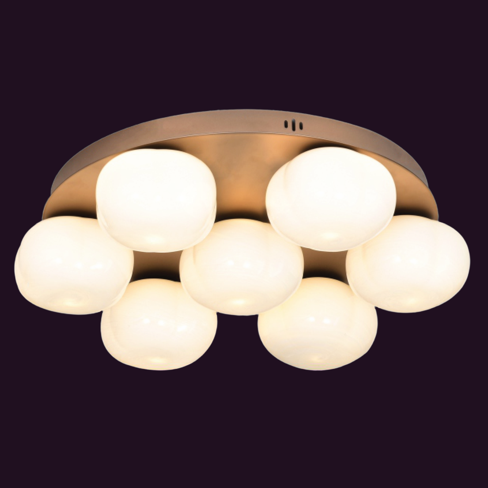 JSPHILO-7-114-7xG9 - Brass Gold & White Modern Chandelier