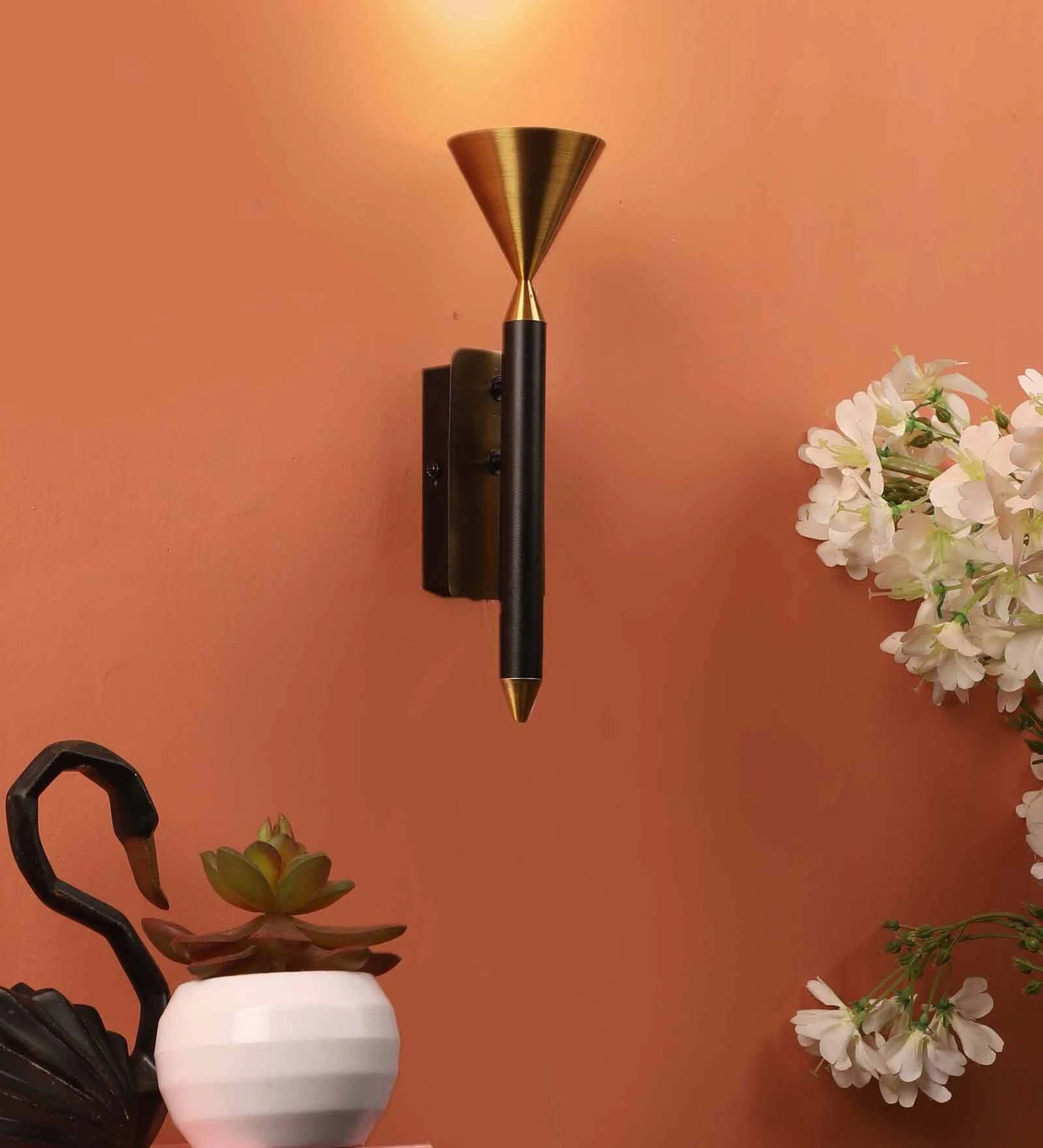 Naeva Metal Wallchieres (Black and Gold) | JS-MASHAAL-1X6W | Included Bulb | Eliante by Jainsons Lights