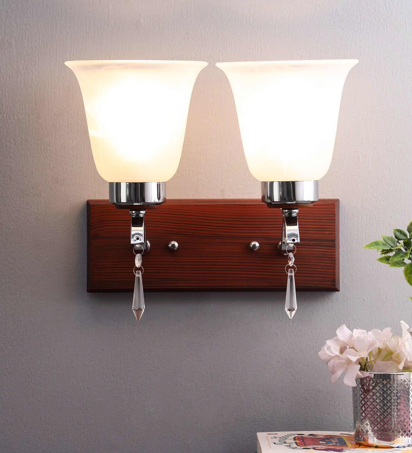 Wooden Wallchieres (Brown) | S-55-2W | Included Bulb | Eliante by Jainsons Lights