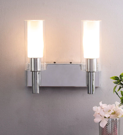 Silver Glass Wall Sconces | S-87-2W | Included Bulb | Eliante by Jainsons Lights