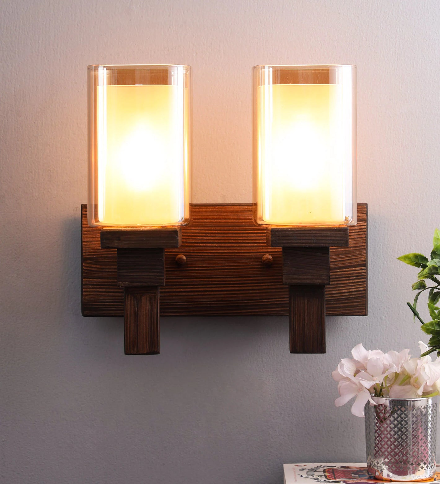 Bradbury Glass Wall Mounted Uplight Sconce (Brown) | S-168-2W | Included Bulb | Eliante by Jainsons Lights