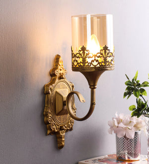 Groove Glass Wall Mounted Uplight Sconce (Gold) | A-20-1W | Included Bulb | Eliante by Jainsons Lights