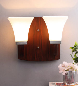 Glass Wall Mounted Uplight Sconce (Brown) | S-35-2W | Included Bulb | Eliante by Jainsons Lights