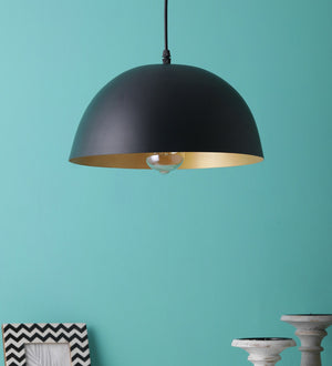 Servia Black Metal Hanging Light | GOLA-12"-P5-BK-GD | Included Bulb | Eliante by Jainsons Lights