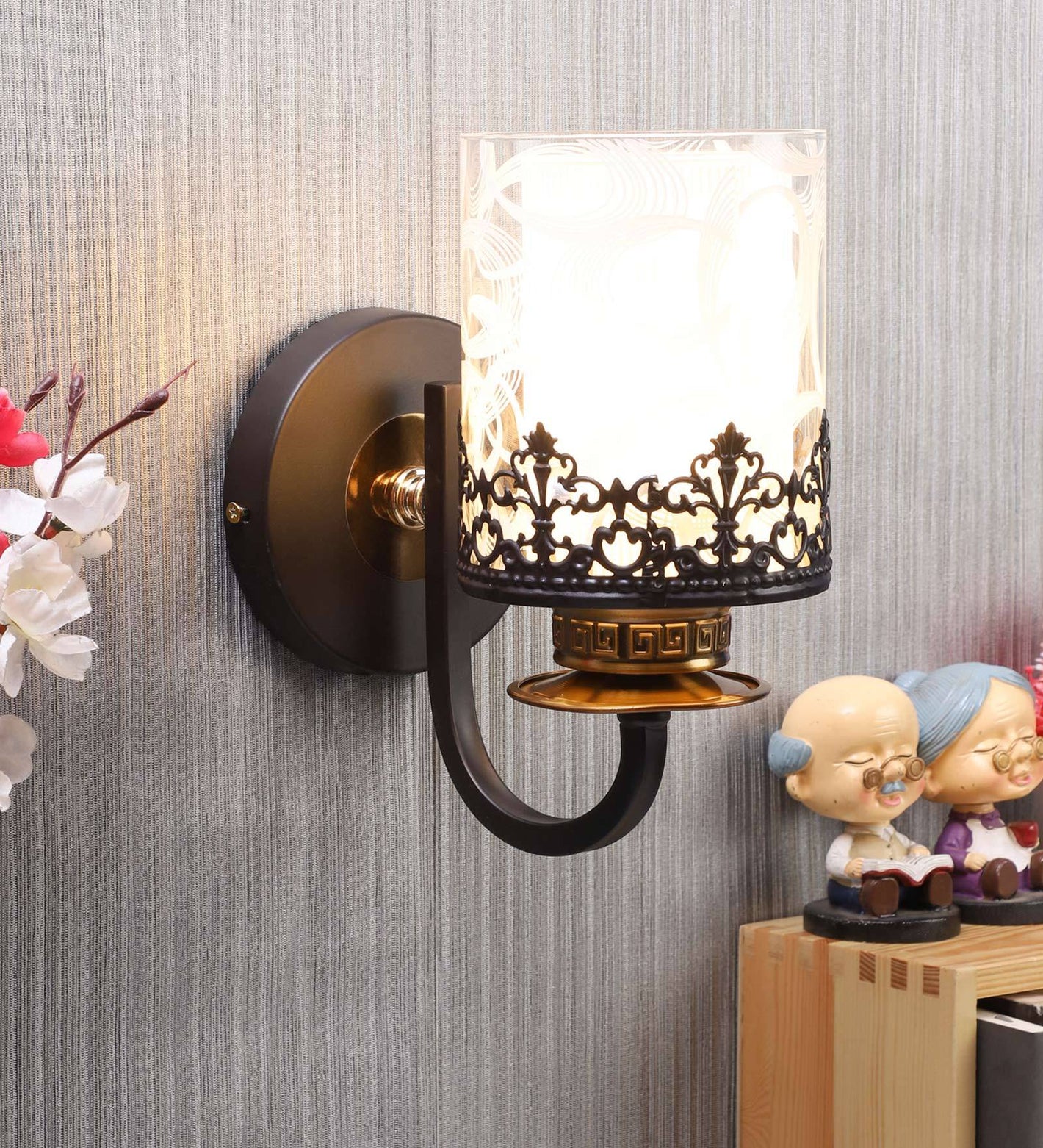 Bezalel Metal Wall Mounted Uplight Sconce (Black) | S-253-1W | Included Bulb | Eliante by Jainsons Lights
