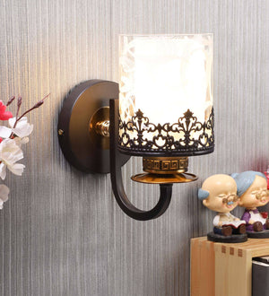 Bezalel Metal Wall Mounted Uplight Sconce (Black) | S-253-1W | Included Bulb | Eliante by Jainsons Lights