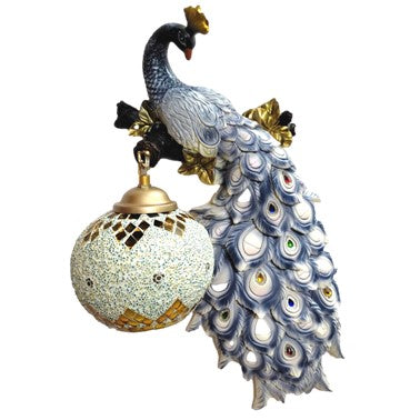 JS-LBR Blue Peacock With Crafted Glass Novelty Wall Lights