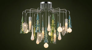 Pinewood Bottlebrush Glass Pendant Chandelier – A Layered Cascade in Hand-Blown Glass