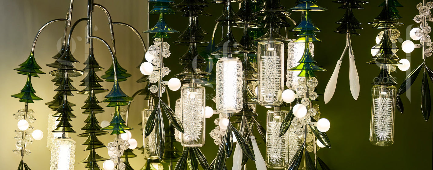 Pinewood Bottlebrush Glass Pendant Chandelier – A Layered Cascade in Hand-Blown Glass