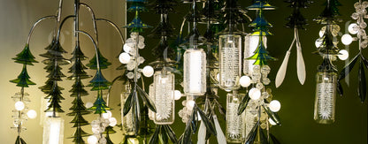 Pinewood Bottlebrush Glass Pendant Chandelier – A Layered Cascade in Hand-Blown Glass