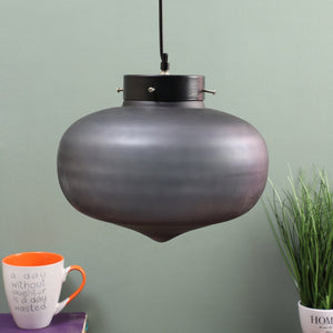 Grey Glass Hanging Light - BOWL-HL-GOLA-BK - Included Bulb