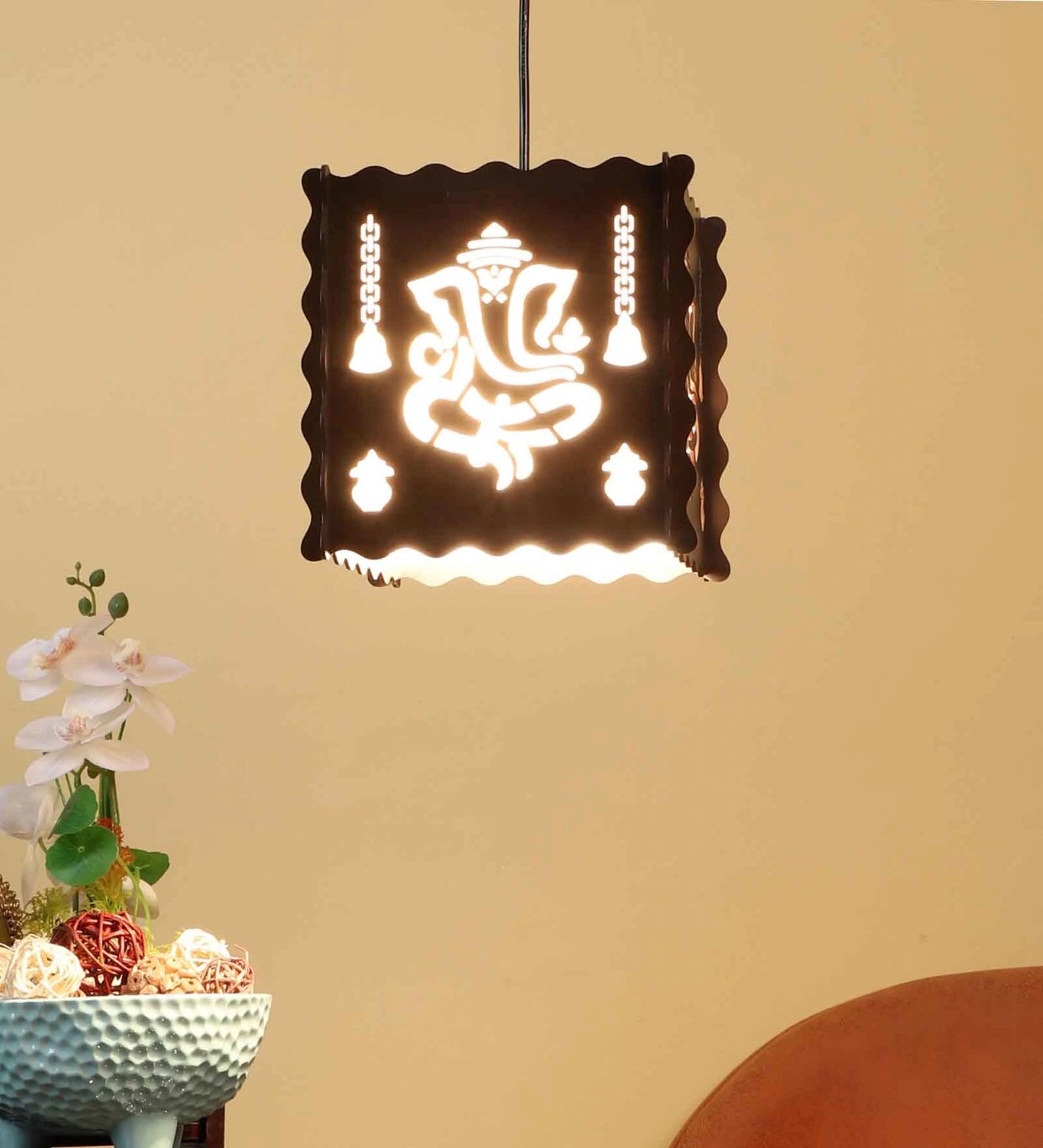 Stacy Brown MDF Hanging Light | 4004-1hl | Included Bulb | Eliante by Jainsons Lights