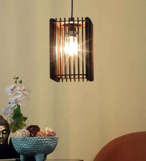 Stax Brown MDF Hanging Light | 4001-1hl | Included Bulb | Eliante by Jainsons Lights