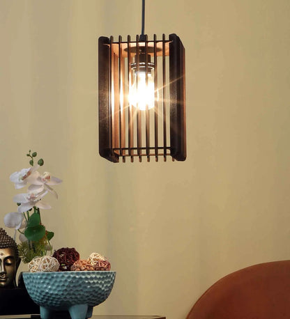 Stax Brown MDF Hanging Light | 4001-1hl | Included Bulb | Eliante by Jainsons Lights