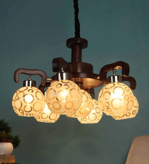 Brown Wood Hanging Lights | JS-621-6-1LP | Included Bulb | Eliante by Jainsons Lights