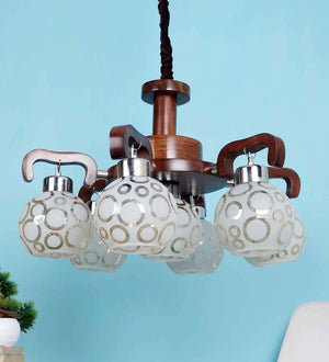 Brown Wood Hanging Lights | JS-621-6-1LP | Included Bulb | Eliante by Jainsons Lights