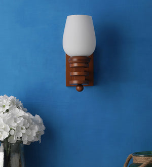 Madeline Brown Wood Wall Sconces | 12018-1W | Included Bulb | Eliante by Jainsons Lights