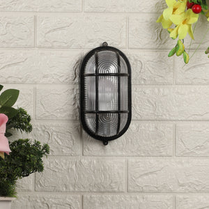 Black Plastic Outdoor Wall Light  - Included Bulb