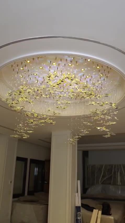 Butterfly Flock Ceiling Dome Chandelier – A Statement Piece for Double-Height Foyers