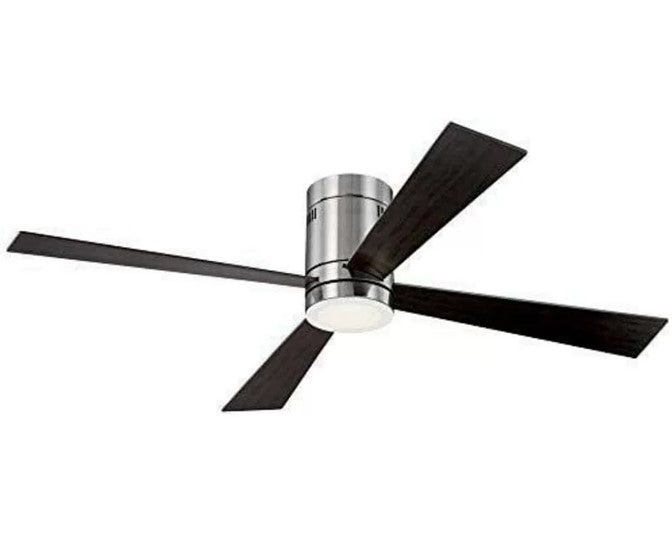 JS-LXR Modern AC 52″ Ceiling Designer Fans with Light C0001-Brushed Nickel Motor & Dark Oak / Reverse Maple Blades