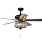 JS-LXR Classic AC 52″ Ceiling Designer Fans with Light C0010 Black+walnut-Bright Black Motor & Walnut Blades